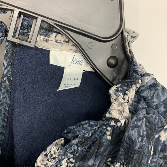 Joie Dress Blue Floral Baltic Print Sleeveless Mini Sheer Overlay - Picture 4 of 13